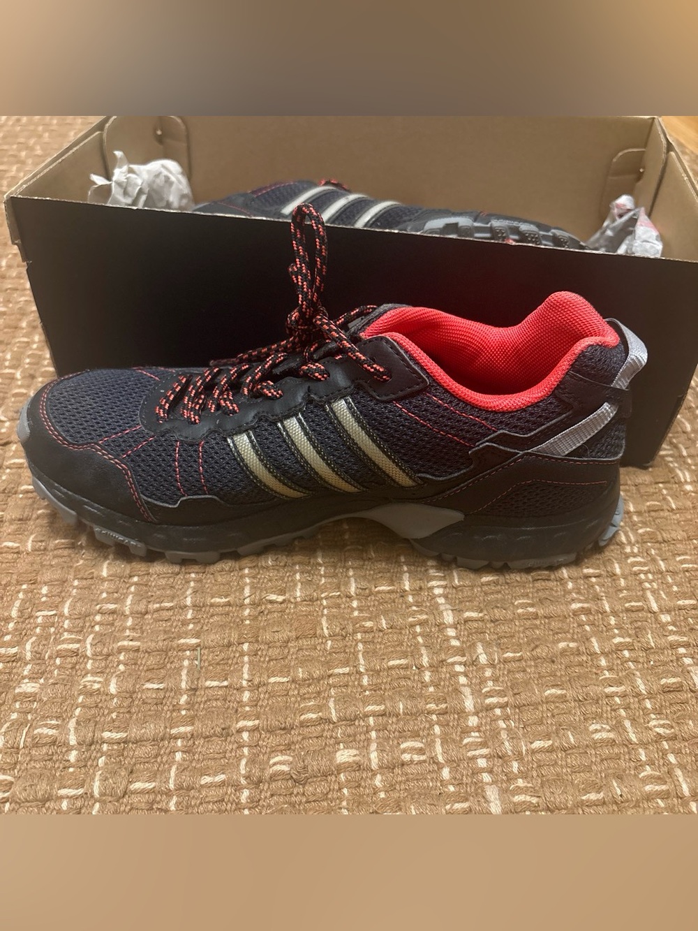 Adidas Women's Black Athletic Shoes with Red Lining